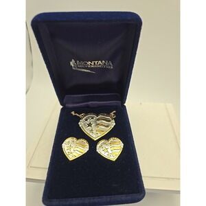 Box Hearts Earrings And Necklace Set. By Montana Silversmiths